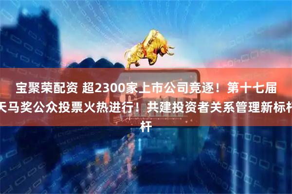 宝聚荣配资 超2300家上市公司竞逐!第十七届天马奖公众投票火热进行!共建投资者关系管理新标杆