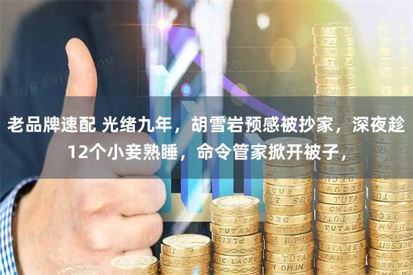 老品牌速配 光绪九年，胡雪岩预感被抄家，深夜趁12个小妾熟睡，命令管家掀开被子，
