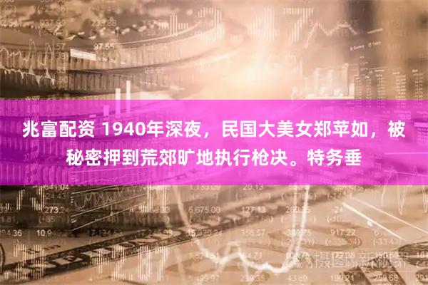 兆富配资 1940年深夜，民国大美女郑苹如，被秘密押到荒郊旷地执行枪决。特务垂